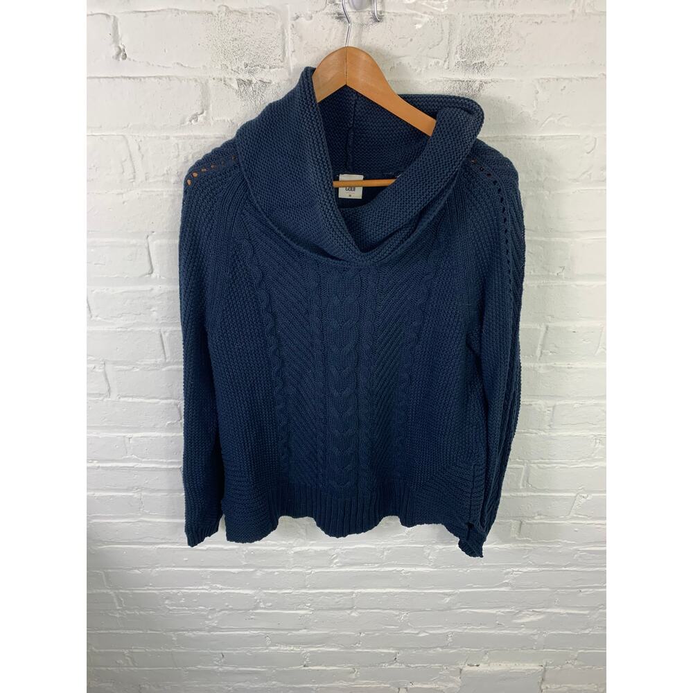 Cabi Women's Cowl Neck Relaxed Fit Pullover Sweater Long Sleeve Navy Blue M